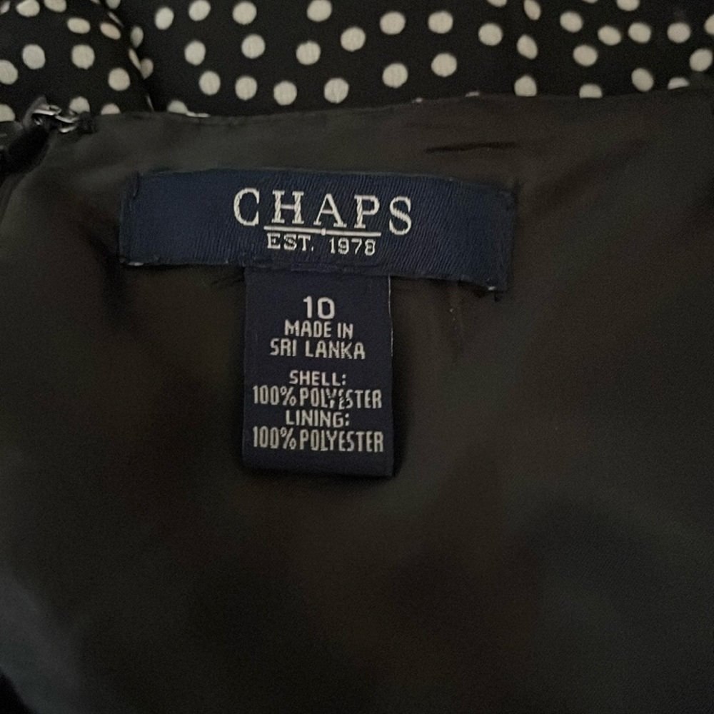 Chaps size 10(but looks more like a size 6 or 8) black w/ white polka dots